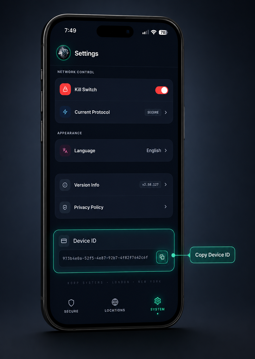 Где найти Device ID